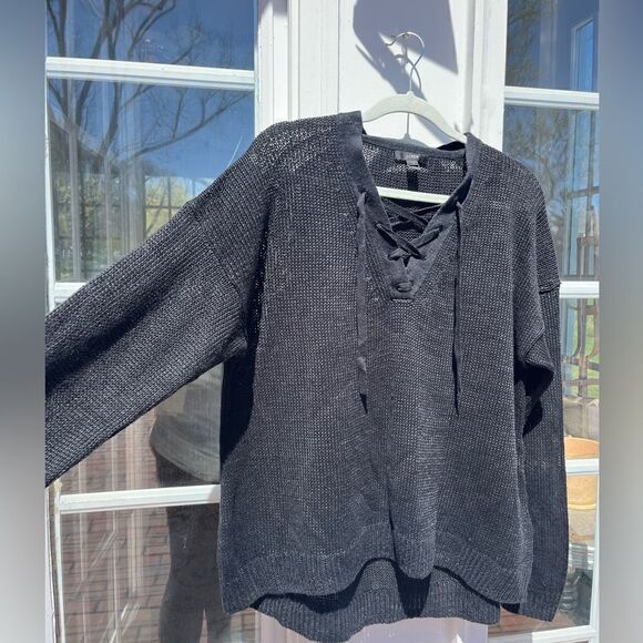 J Crew Linen Lace Up Beach Sweater - Picture 7 of 8